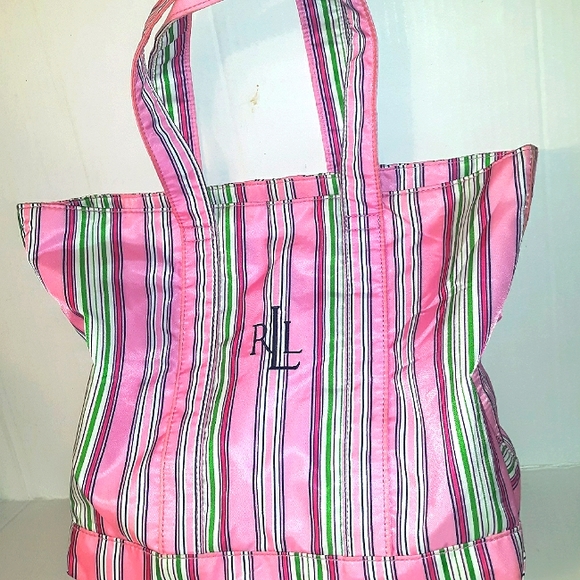 Beautiful Lauren Ralph Lauren Pink Stripe Shopper - Picture 1 of 16
